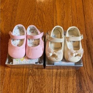 Baby Deer Baby Girl’s size 1 Dress Shoe Bundle of 2 pair-one pink and one cream